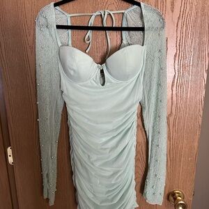 Oh Polly, blue long sleeved mini dress.